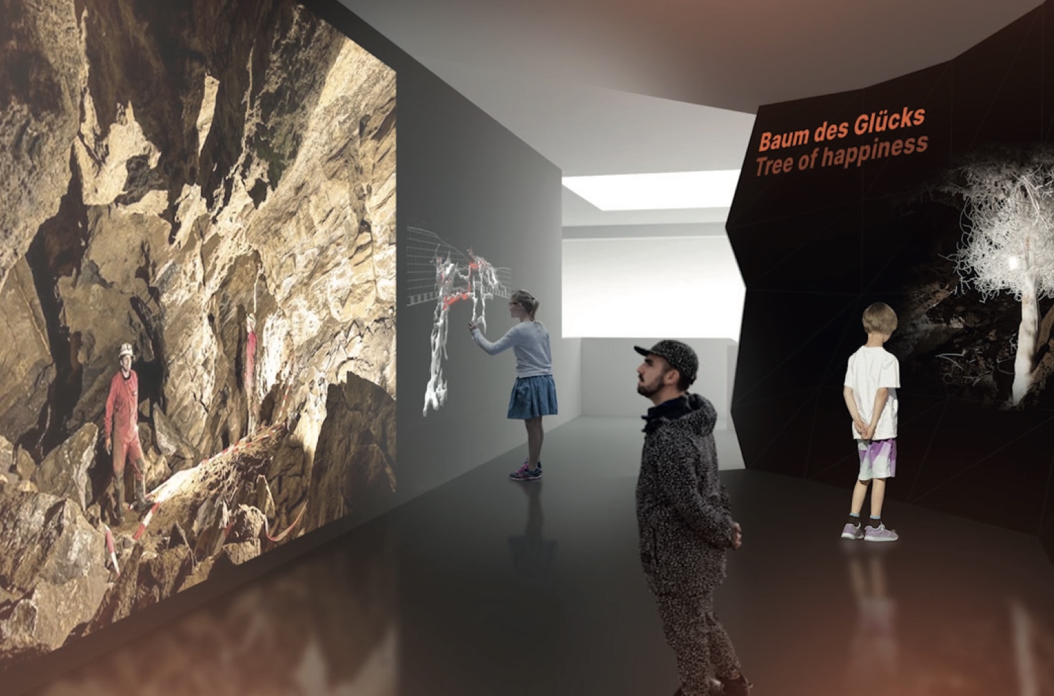 So k�nnte ein Teil der interaktiven Ausstellung aussehen, der die Windloch-H�hle anschaulich pr�sentiert und erlebbar macht. (Motiv: Kunzberg GmbH)